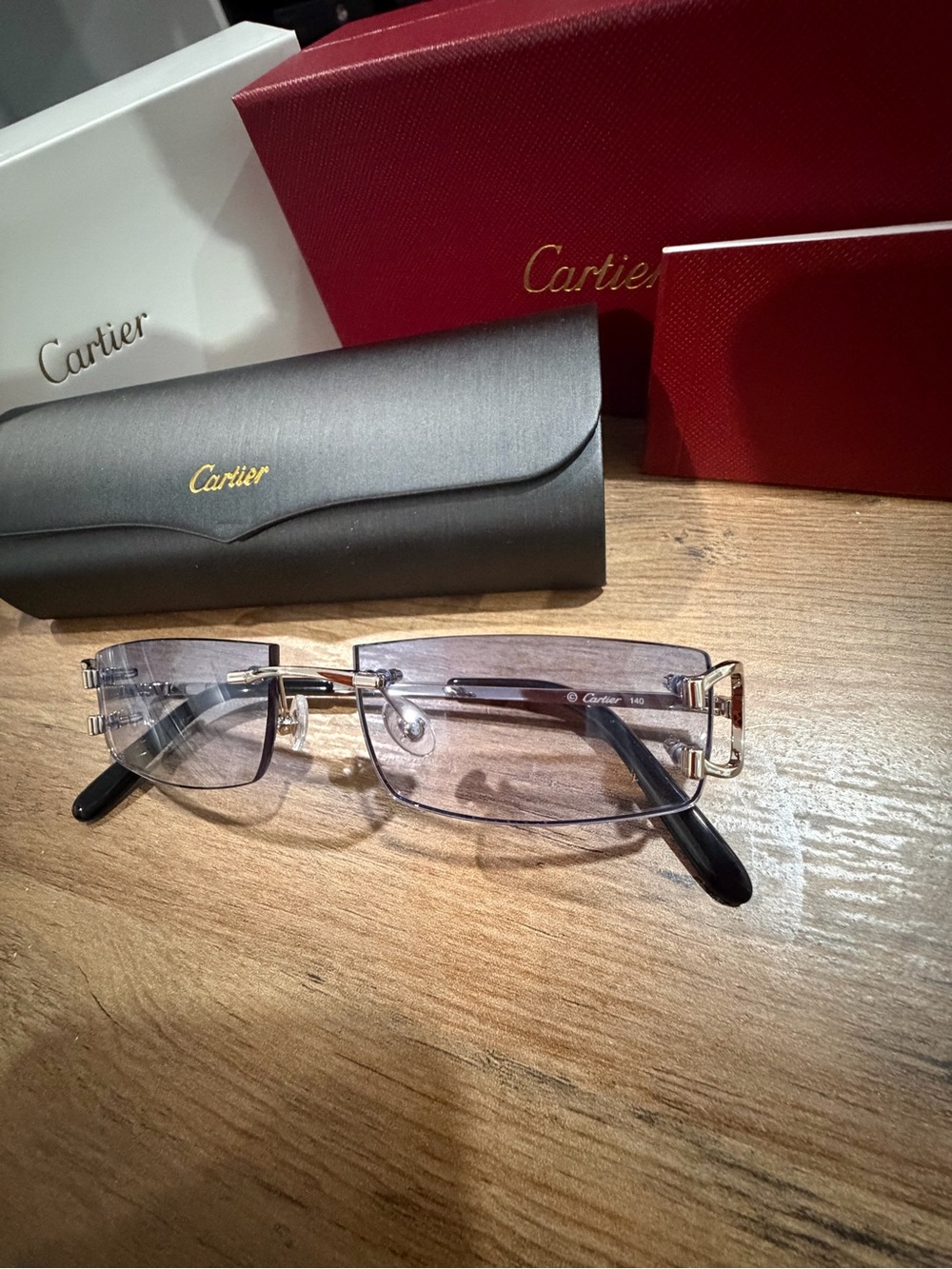 Cartier Men's Rimless Sunglasses with Blue Gradient Lenses - Picture 3 of 7